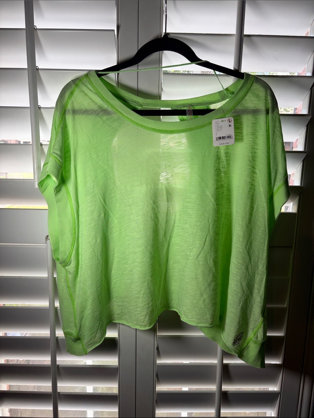 FP Movement by Free People Neon Green Boxy Short Sleeve Crop Top